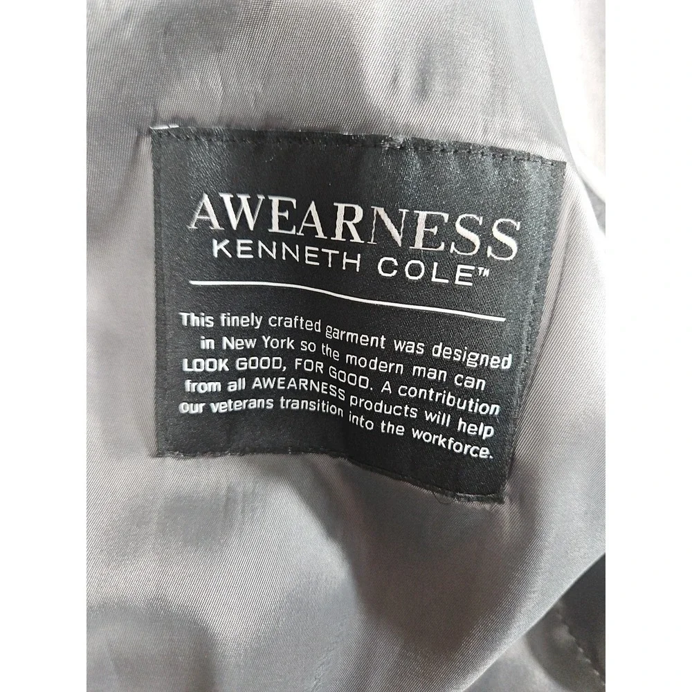 Awearness Kenneth Cole Slim Fit‎ Stretch Dark Gray Glen Plaid 44R Sport Coat